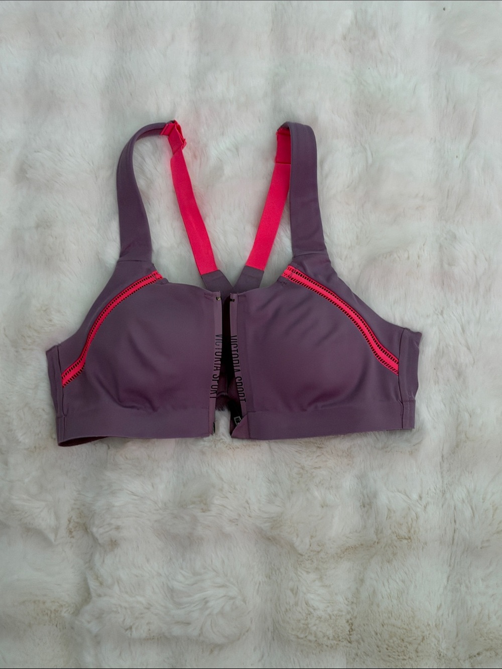 Victoria's Secret Purple Sports Bra with Pink Straps
